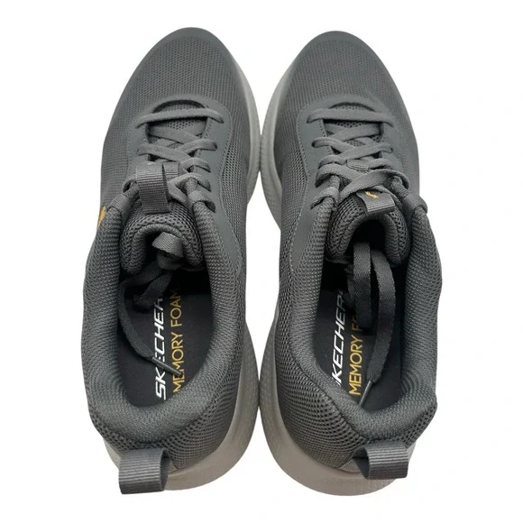 Skechers Running Shoes Men's Size 9.5 Charcoal Grey Lace Up Sneakers‎ 255149R